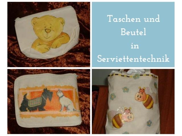 Taschen und Beutel in Serviettentechnik