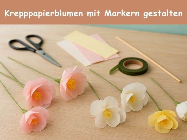 Krepppapierblumen mit Markern gestalten