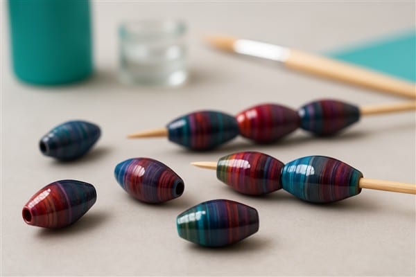 Papierperlen versiegeln mit Nagellack oder Resin – sauber, haltbar, tropffrei