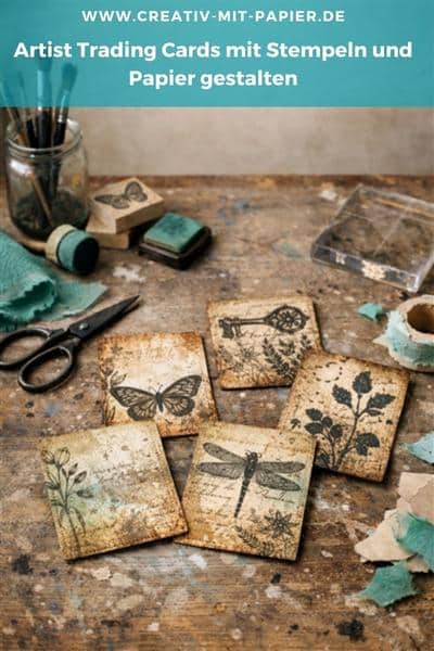 Artist Trading Cards mit Stempeln und Papier gestalten